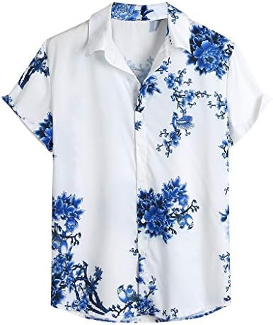 Beuu muške havajske košulje kratki rukavi, ljetni gumb dolje cvjetni ispis redovni fit ovratnici ležerne košulje na plaži