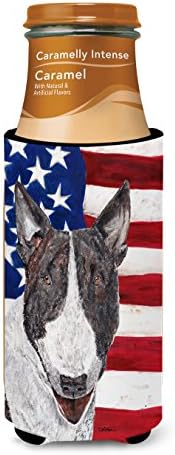Caroline's Treasures SC9519muk Bull Terrier s američkom zastavom Ultra zagrljaj za tanke limenke, može hladiti rukav zagrljaj