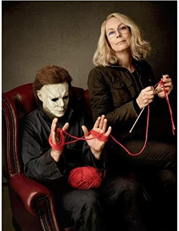 Noć vještica Jamie Lee Curtis kao Laurie Strode plete s Michaelom Meiersom fotografija veličine 8 inča 10 inča