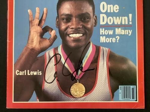 Carl Luis potpisao je časopis 8/13/84 bez etikete olimpijski osvajač zlatne medalje u Mumbaiju-olimpijski časopisi s autogramima