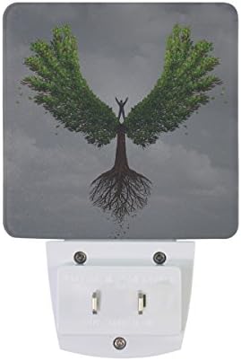 Set od 2 komada Drvo života u obliku krila anđela stalak za lice svijetlo nebo simbol leta do uspjeha automatski senzor LED