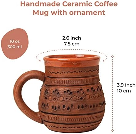 Ručno izrađene keramičke glinene šalice za kavu trbušasta šalica za kavu keramika od 10 oz-skandinavska šalica za kavu vikinške