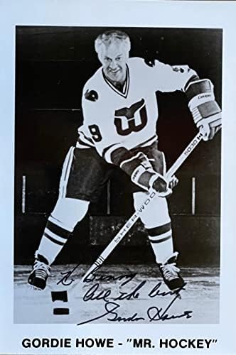 Gordie Howe Autografirana 4x6 Crno -bijela hokejaška fotografija - Autografirane NHL fotografije