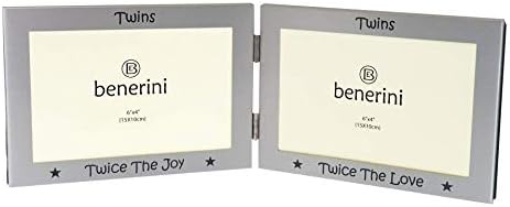 Benerini Twins Frame Frame Poklon - 'Dvaput radost' 'Dvaput ljubavi' - 6 x 4 inčni dvostruki okvir za slike.