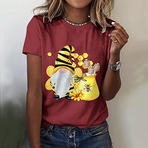 Stretch majica Ženska klasična verzija tipa pamuka s kratkim rukavima majica majica zabavna tiskana pčelinja festival t kratak
