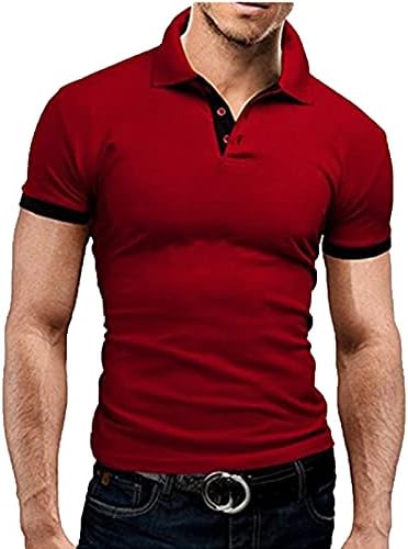 RTRDE muške košulje kratki rukavi kratki rukavi kratki ležerni vitki fit majica kontrastna boja patchwork majice polo majice