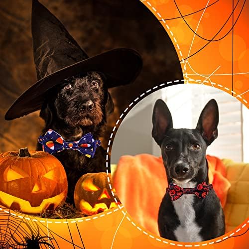 4 PCS Halloween Dog ovvratnik s pramčanim kravatama Podesivi Osnovni ogrlice za pse meke udobne Halloween mačje ovratnik