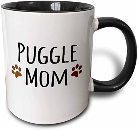 3Drose Puggle Dog Mom šalica, 11 oz, crna