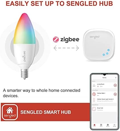 Ugrađene lampe Zigbee Smart Candelabra, potrebno hub, šaren led žarulja-svijeća E12 s podesivim svjetline, radi Alexa Jeka,