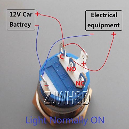19mm 12V plava LED dioda s gumbima metalni konektor za trenutno prebacivanje O-prsten [Apple]