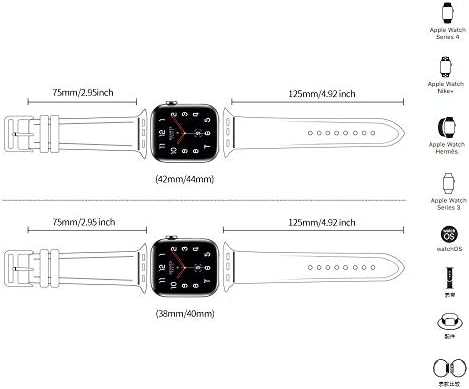 JL-BAND21 Zamjena boja Apple Watch kožni remen kompatibilan s 44 mm 40 mm 42 mm duljine 38 mm, kompatibilno sa SE 6/5/4/3/2/2