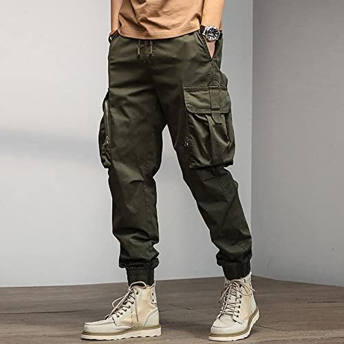 6 muške modne Ležerne široke pamučne hlače prevelike veličine s džepovima na vezanje, jednobojne muške teretne hlače velike