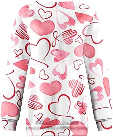 Jjhaevdy žene Valentinovo Košulja okrugli vrat vrhovi dugih rukava Pulover Love Heart Graphic Twishirts Nears Majice vrhovi