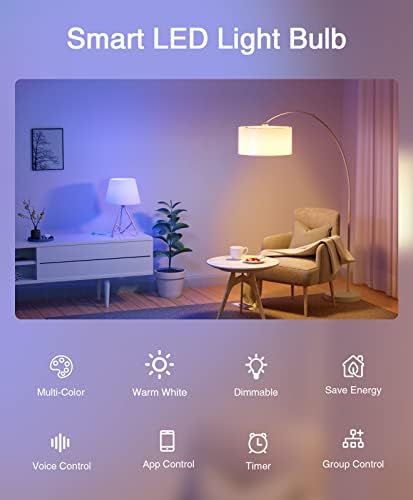 Pametni žarulje OHMAX, Žarulje, mijenja boju, Ekvivalent A19 E26 snage 75 W, žarulje Wi-Fi, Smart žarulje rade Alexa Google