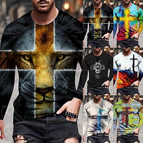 XXBR Vojnički majice s dugim rukavima za mušku, jesensku vjeru Isus križni tiskana majica za vježbanje atletike majice vrhovi