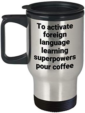 Šalica za učenje na stranom jeziku - smiješna termička izolirana supersila od nehrđajućeg čelika poklon krigle za kavu za