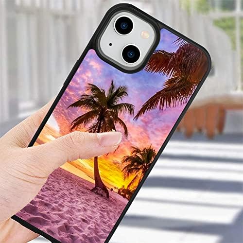 Ook kompatibilan s iPhoneom 14 Plus 6,7 inča, [ugrađen zaslon zaslon], slatki dizajn zalaska sunca na plaži tvrdo PC stražnji