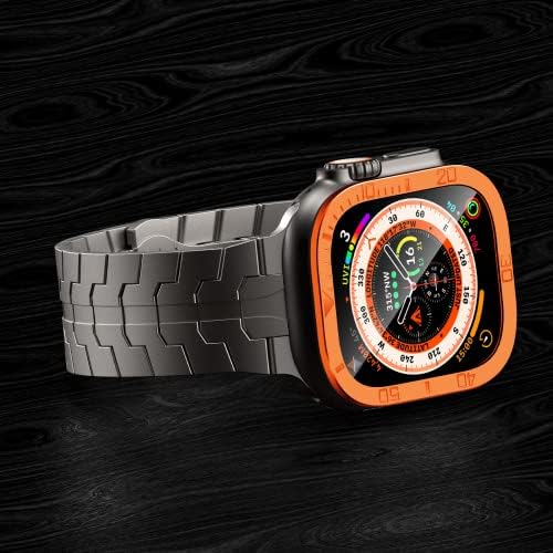 TITANIUM futrola i pojas kompatibilni s Apple Watch Ultra 49 mm, okvir od titana s ultra-tankim staklom od 9h za Apple Watch