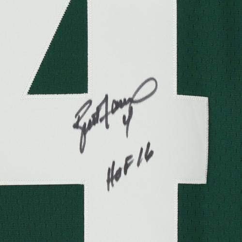 Brett Favre Green Bay Packers Autografirani Green Mitchell & Ness replika dres s natpisom Hof 16 - Autografirani NFL dresovi
