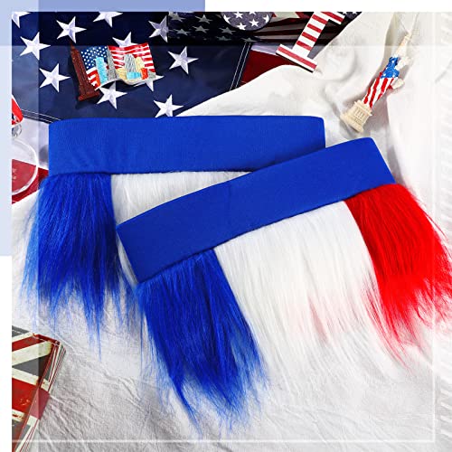 Domoljubna šarena dlakava traka za glavu 4 komada plava američka zastava luda traka za glavu crvena, bijela i plava traka