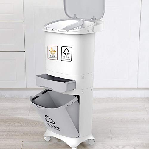 Lodly kanta za smeće, 3 sloja klasifikacija smeća Kuhinja plastična kaša za prašinu mokro i suho pritisak gumb Recikliranje
