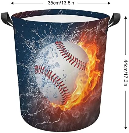 Baseball u vatri i vodi košara za rublje s ručkama okrugla sklopiva košara za rublje košara za odlaganje u kupaonici spavaće
