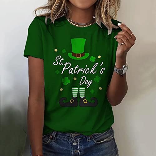 Patrika Ženska majica kratkih rukava s printom djeteline vrhovi irskog festivala Okrugli vrat majice s djetelinom
