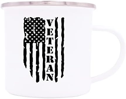 Taktička vojna šalica za kampiranje za veterane, emajlirana šalica za kavu za kampiranje, poklon za veterinara, otrcana američka