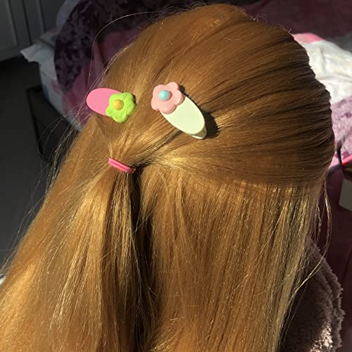 Linayoha 2 PCS Macaron Flower Cose Clip za djevojčice Žene ružičaste bijele šiške za kosu Slatke glave za glavu za kosu za