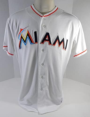 Miami Marlins Garcia 18 Igra je koristila bijeli Jersey Prošireni proljetni trening 489 - Igra korištena MLB dresova