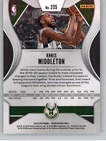 2019-20 Panini Prizm 235 KHRIS Middleton Milwaukee Bucks NBA košarkaška trgovačka karta