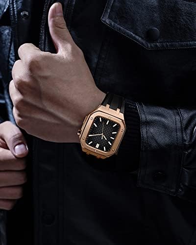 Aemall muškarci Ženski metalni metalni slučaj za IWatch Series 7/SE/6/5/4 Business Casual Style Style Watch remen Silikonski