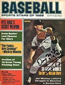 Dennie McLane s autogramom / potpisani časopis za Bejzbol iz 1969.