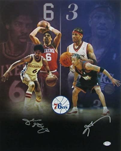 Julius Erving/Allen Iverson Hof 76ers dvostruko potpisano 16x20 Photo PSA/DNA 167253 - Autografirane NBA fotografije