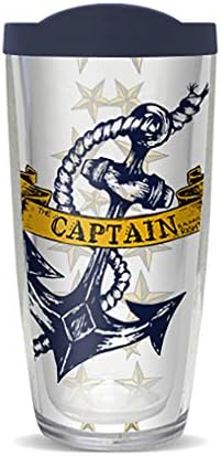 16 oz na dan izolirani kapetan kapetan s poklopcem za putnike - šalica za piće na znoju - dvostruke zidne vrpce - BPA besplatna