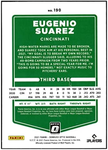 Eugenio Suarez 2021 Donruss Optic 190 nm+ -MT+ MLB BASEBALL REDS