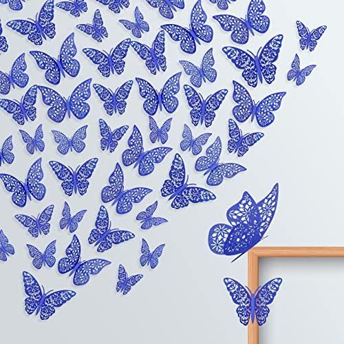 Zidni dekor plavog leptira, 60 PCS 3 veličine 3D leptir zabave, zidne naljepnice za leptir za spavaonicu Dječji vrtić u vrtiću