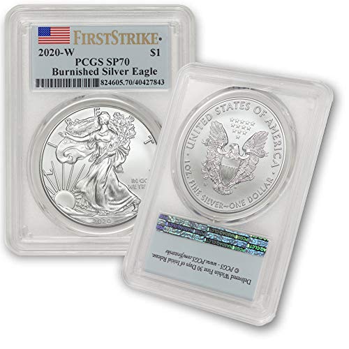 2020 W 1 oz American Silver Eagle Coin Burnged SP-70 Prvi štrajk PCG-a od Coinfolio $ 1 SP70 PCGS